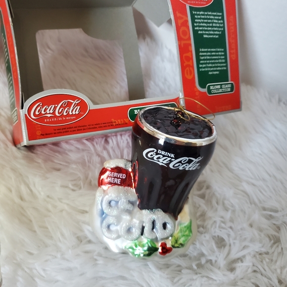 Coca Cola "Ice Cold"  Handblown Glass Christmas Ornament - Picture 2 of 9